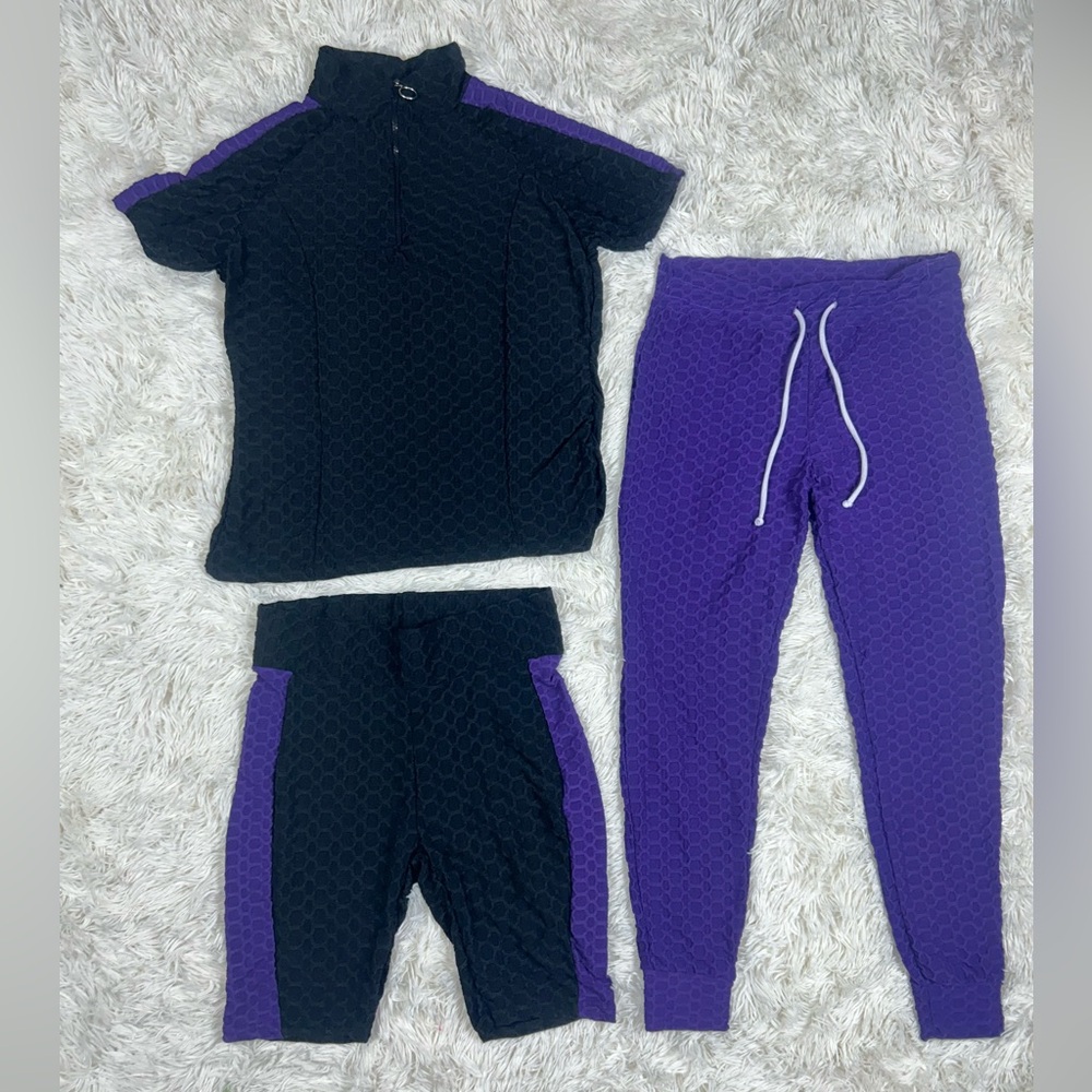 Black and Purple Activewear Set